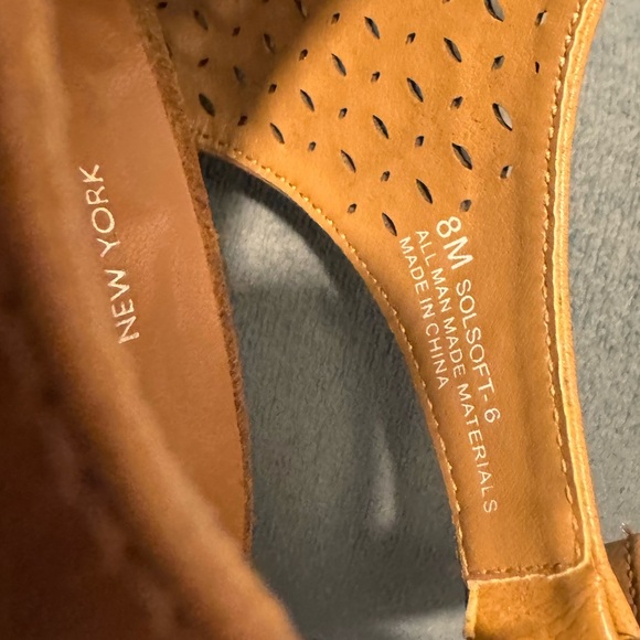 TOETOS Women's Solsoft Mid Heel Platform Wedges Sandals, Leather Brown size 8 - Picture 2 of 11